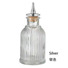 (90ml Siver) Bitterflasche für Cocktails – Bitterflasche aus Glas mit Edelstahleinsatz