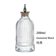(200mlGunmetalBlack) Bitterflasche für Cocktails – Bitterflasche aus Glas mit Edelstahleinsatz
