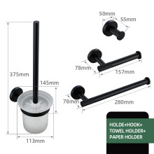 (toilet set) Czarne akcesoria łazienkowe Zestaw mosiężnych radełkowanych uchwytów na papier, półek na ręczniki, pojedynczych