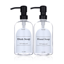 (2pcs black pump) Kirkas shampoo- ja hoitoaineannostelijasarja, jossa on kestävä muovipumppu ja muovinen suihkusaippua-annostelija