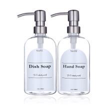 (2pcs silver pump) Kirkas shampoo- ja hoitoaineannostelijasarja, jossa on kestävä muovipumppu ja muovinen suihkusaippua-annostelija
