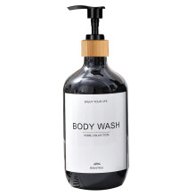 (B-black-body, 500ml) Shampoo- ja suihkugeeli-annostelijapullo, kylpyhuoneen vedenpitävä, valmiiksi merkitty ja täytettävä