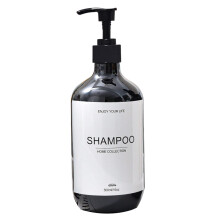 (A-black-shampoo, 500ml) Shampoo- ja suihkugeeli-annostelijapullo, kylpyhuoneen vedenpitävä, valmiiksi merkitty ja täytettävä