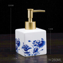 (D280ml, 280 450ML) Korkealaatuinen retrokeraaminen kylpyvoidepullopuristintyyppi Lotus-kylpyhuoneen shampooannostelija