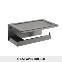 (Gray With Holder SQ) Mattamusta wc-paperiteline puhelinhyllyllä, seinälle kiinnitettävä paperirullan ripustin ruostumattomasta