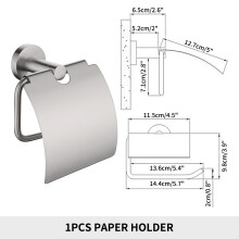 (Brushed Nickel Round) Mattamusta wc-paperiteline puhelinhyllyllä, seinälle kiinnitettävä paperirullan ripustin ruostumattomasta