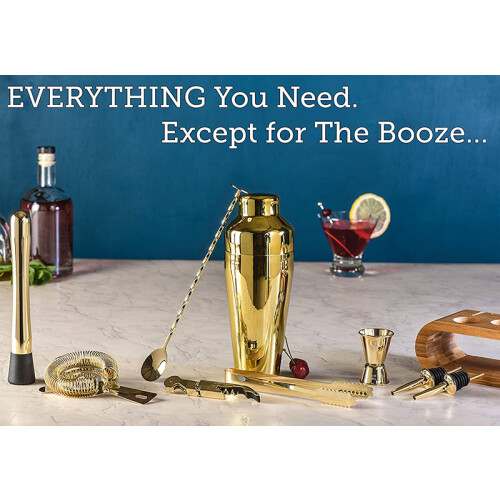 (Silver) Kit de barman Mixology : ensemble de 10 outils de bar avec support élégant en bambou 2