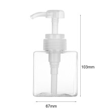 (transparent-250ml) Neliönmuotoinen kirkas pullo nestemäistä saippuaa vaahdotettua vaahtoa pullotuspisteitä shampoo voide