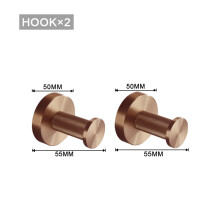 (2 PCS Single Hooks) Zestaw akcesoriów w kolorze szczotkowanego różowego złota, uchwyt na szczotkę toaletową, uchwyt na papier