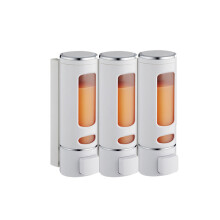 (White 3PC) Yhden/kahden 400 ml:n saippua-annostelija, seinälle kiinnitettävä suihku-kylpyshampoo-annostelija, kylpyhuonetarvikkeiden