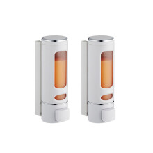 (White 2PC) Yhden/kahden 400 ml:n saippua-annostelija, seinälle kiinnitettävä suihku-kylpyshampoo-annostelija, kylpyhuonetarvikkeiden
