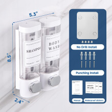 (Pack of two) Seinälle Kiinnitettävä Shampooannostelija Ei Poraa 2 * 300ml/3 * 300ml Suihkusaippua-annostelija Läpinäkyvä