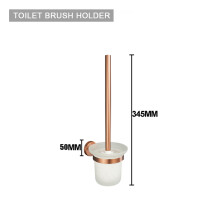 (Toilet Brush) Zestaw akcesoriów w kolorze szczotkowanego różowego złota, uchwyt na szczotkę toaletową, uchwyt na papier