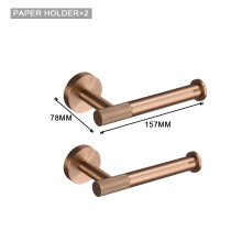 (Paper Holder 2PCS) Zestaw akcesoriów w kolorze szczotkowanego różowego złota, uchwyt na szczotkę toaletową, uchwyt na papier