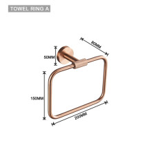 (Round Towel Ring B) Zestaw akcesoriów w kolorze szczotkowanego różowego złota, uchwyt na szczotkę toaletową, uchwyt na papier