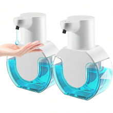 (2PCS-White-Gels) 420 ml:n suurikapasiteettinen kosketusvapaa pöytä- tai seinäkiinnitteinen IPX5-vedenpitävä älykäs infrapuna-automaattinen