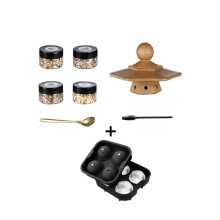 (Wooden seat set-G) Zestaw do palenia koktajli, odpowiedni na prezenty z whisky Bourbon, odpowiedni dla mężczyzn, zaparzacz