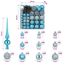 vidaXL Christmas Bauble Set 120 pcs Turquoise Dia. 6 cm Plastic