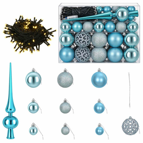 VidaXL vidaXL Christmas Bauble Set 61 pcs Turquoise Dia. 6 cm Plastic 1