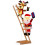 Scala natalizia preilluminata con Babbo Natale e renne, 166 cm, 100 LED 2