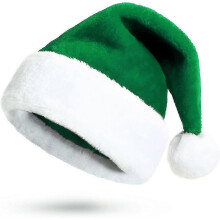 Green Santa Hat, for Adults, Deluxe Costume, Plush Christmas Ornaments