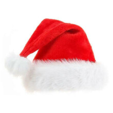 Plush Santa Hat for Adult, Soft and with Pompoms, Christmas Holiday Party Fun