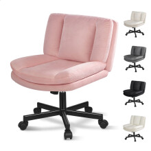 (Velvet Pink) ELFORDSON Office Chair Dual Padded Gas Lift Swivel Wheels Gaming Computer Fabric