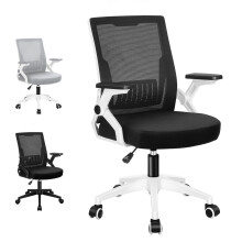 (Black & White) ELFORDSON Mesh Office Chair Padded Seat Lumbar Swivel Gas Lift Tilt Gaming Desk