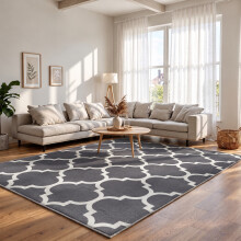 (200 x 290 cm (6 ft 5 in x 9 ft 5in)- Extra Large Area Rugs Living Room Bedroom Carpet, Ava Grey) Extra Large Rugs Living Room Printed Rug Runner