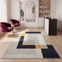 (160x230 cm, MILO- PRINTED RUG) Modern Non-Slip Rugs Printed Geometric Carpet Mat