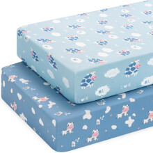 Yukkidds Cot Bed Sheets 140x70 cm Fitted 2 Pack Toddler Bed Sheets