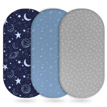 Unnivoll Moses Basket Sheets 3 Pack, Newborn Pram Sheet Fitted for Baby Boy and Girl, Super Soft & Breathable Crib Baby Bassinet Sheet Easy Care Dark