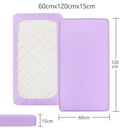 2 x Cot Bed Sheets | Cot Sheets 120x60 Fitted Polyester Soft Bed sheets Hypoallergenic Fully Elasticated Skirt Breathable Easy Care 2