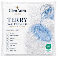 GlenAura Living Terry Waterproof Mattress Protector White-Crib Bed Cover(50x90cm) 15cm Extra Deep-Terry Towel Top-Fitted-Anti Allergy-Breathable-Noise