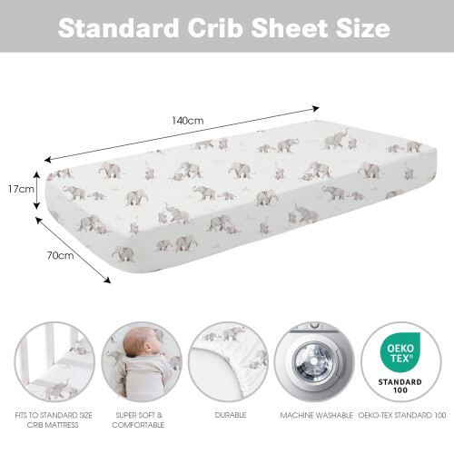 Little Grape Land Cot Bed Sheets 140 x 70 cm, Baby Fitted Sheets 2 Pack 2