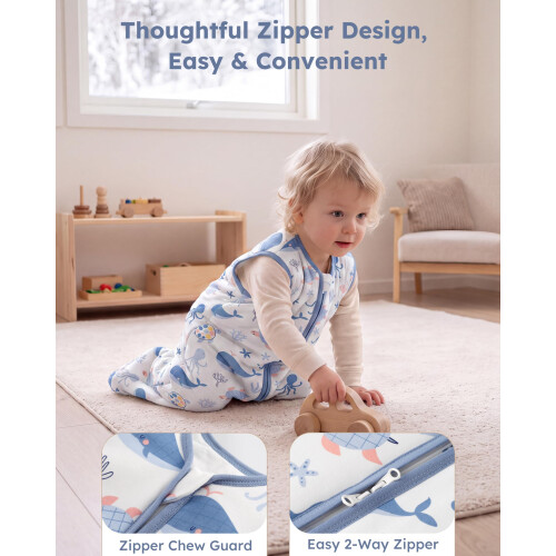 FIEMOL Baby Sleeping Bag 0-6 Months 1.5 Tog, Soft Cotton Sleep Sack 1