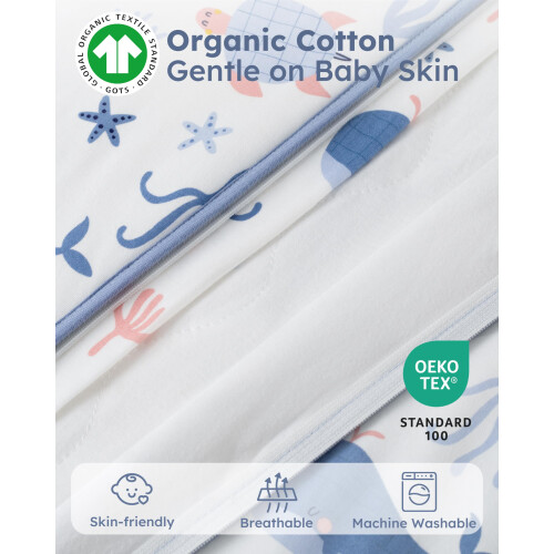 FIEMOL Baby Sleeping Bag 0-6 Months 1.5 Tog, Soft Cotton Sleep Sack 2