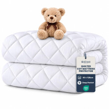 Rohi Microfibre 15cm Deep Quilted Cot Bed Mattress Protector 60 x 120cm – Microfibre Bed Bug & Dust Mite Proof Cot Mattress Cover, Breathable & Anti