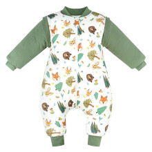 JiAmy Baby Sleeping Bag with Feet 3.5 Tog Cotton Sleep Sack Green Animal 2-3 Years