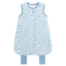 WYTbaby Baby Sleeping Bag with Legs, 2.5 Tog 100% Cotton Sleep Sack, Toddler Soft Sleep Bag with Feet Blue Leaf 3-4 Years