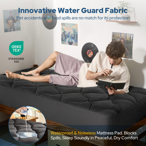 BEDLORE Waterproof Single Mattress Topper, Mattress Pad with Deep Pocket 2