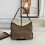 (Brown) Retro flower armpit bag wide shoulder strap shoulder bag 1