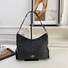 (Black) Retro flower armpit bag wide shoulder strap shoulder bag
