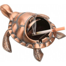 Vintage Turtle Windfester Aschenbecher mit Deckel, tragbarer Metall-Aschenbecherhalter für den Innenbereich, geeignet für Zuhause und Büro (Ro
