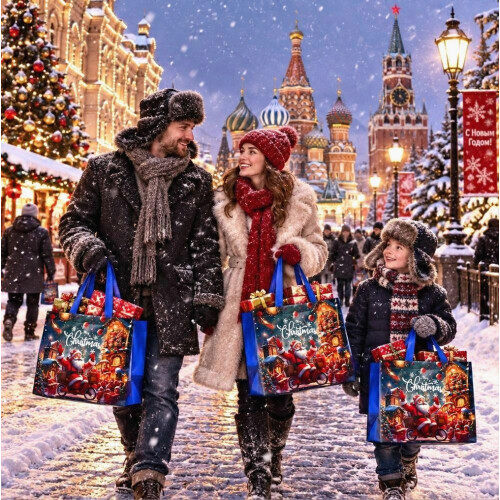 Χριστουγεννιάτικη τσάντα δώρου 8 τεμαχίων από μη υφασμένο ύφασμα με εκτύπωση Ά 1