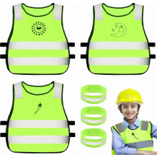 3 Pack Children's Reflective Safety Vests, Neon Yellow High Visibility Waistcoats for Cycling and Car Travel