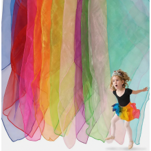 18 Pack Colourful Square Juggling Scarves, Chiffon Tulle Play Cloths, 60 x 60 cm for Nursery