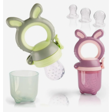 Baby Fruit Feeder Set, 2 Feeders, 6 Silicone Teats in 3 Sizes, BPA-Free, Baby Toothbrush and Teething Ring