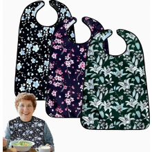 Adult Bibs, 3 Pack Reusable Waterproof Clothing Protectors with Catch Pocket, Washable Mealtime Aprons for Seniors