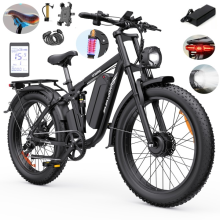 26*4.0" Electric Bike 2000W 48V 23Ah Dual Motor E-Mountainbike 7 Speed Aldut